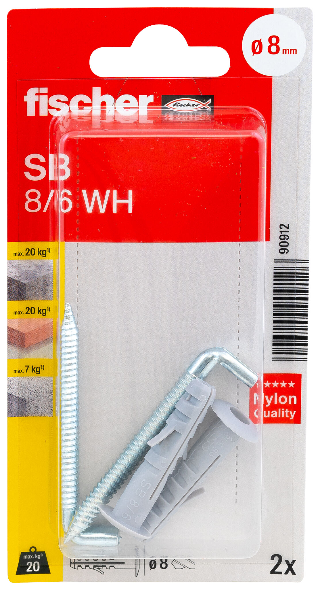 fischer Expansion plug SB 8/6 K with angle hook SB-card